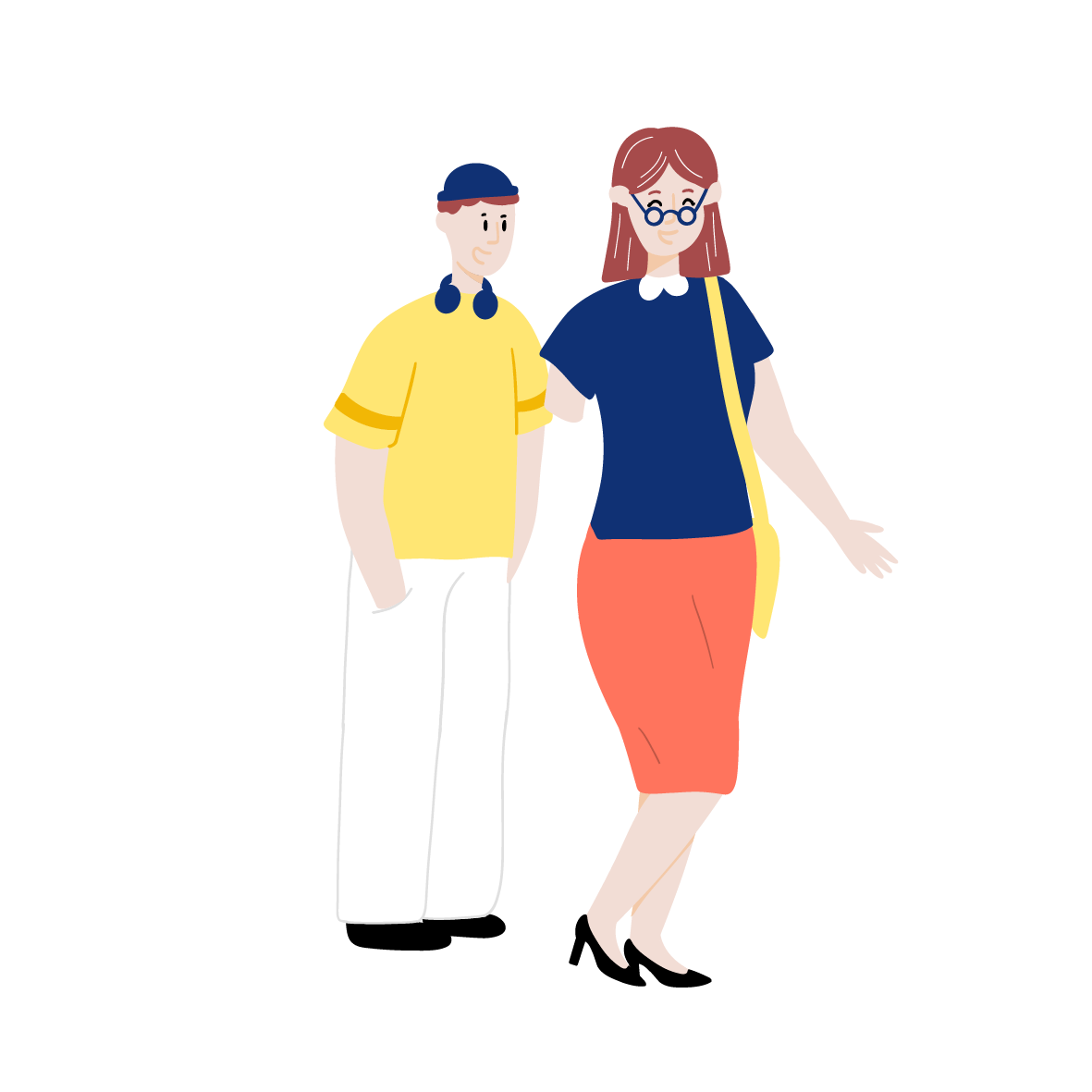 Illustration représentant deux adultes accompagnant un enfant plus grand, représentant les étapes jusqu'aux 18 ans de l'enfant.