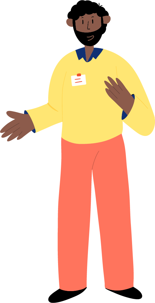 Illustration représentant un homme  portant un badge