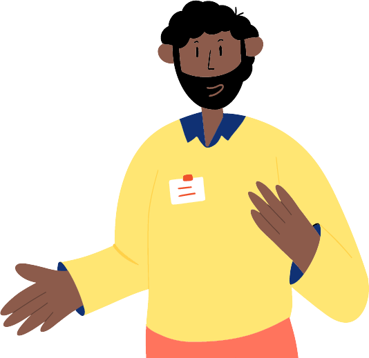 Illustration représentant un homme portant un badge