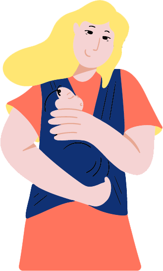 Illustration représentant une mère tenant un bébé dans ses bras,